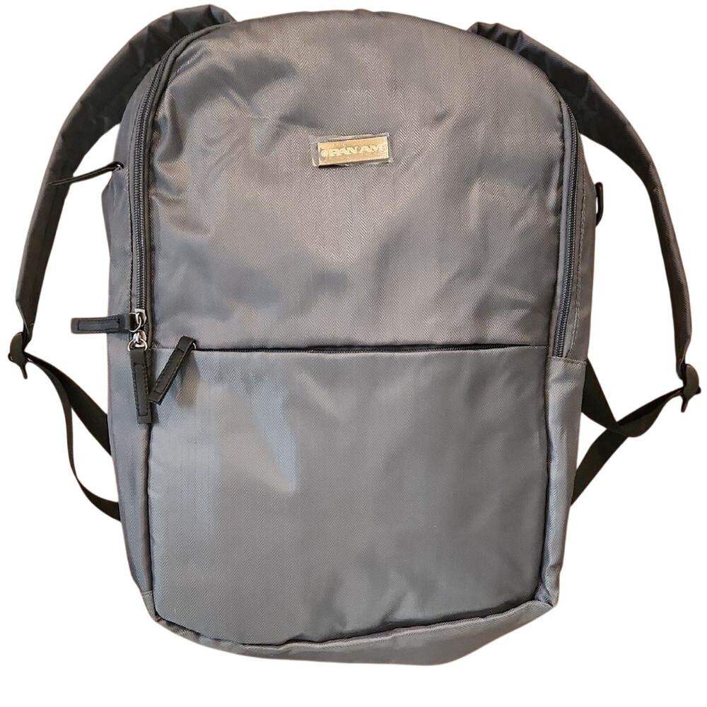 Gray Medium Backpack with Smooth Fabric and Classic Shape Pan Am
